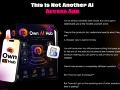 Own AI Hub Review showing a branded AI platform concept with modern AI technology interface